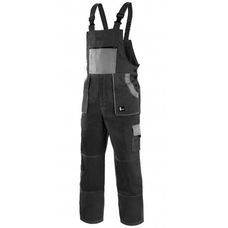 KP35CRN Pánské kalhoty s náprsenkou černo-šedé Lux